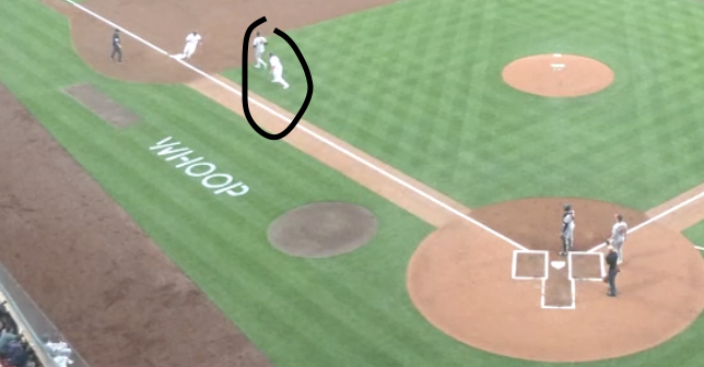 afkostka's tweet photo. Red Sox interim third base coach Chad Epperson was standing on the field of play as he waved around the runner. Bizarre.

Upon review, Taylor Ward's throw home to Adley Rutschman resulted in an out, beating Wilyer Abreu https://t.co/us4MkbPlLp