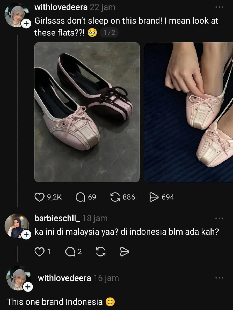 nadaeladela's tweet photo. CEWEK-CEWEK MASUK SINI 😭🎀

Aku kira flats lucu biasanya cuma menang model doang, ternyata yang ini pas dipakai malah bikin kaki keliatan manis banget 😭✨

Yang bikin kaget, banyak yang ngira ini brand luar negeri padahal BRAND INDONESIA loh 🥹🇮🇩💗 https://t.co/IHtU4BEIET