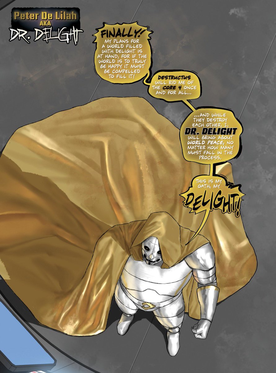 godhoodcomics's tweet photo. “For if the world is to truly be happy it must be compelled to feel it. This is my oath, my DELIGHT!!! Dr. Delight, The Core 4 issue #1 is now available for digital download! https://t.co/lWTjv0G1HJ https://t.co/XpFL8JpZcT