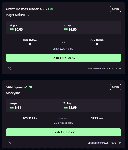 kbotlocks's tweet photo. 🚨OnyxOdds Plays🚨

Hart Un25.5 PRAs: https://t.co/cquBDOwcp7

Skenes Un4.5 Hits Allowed: https://t.co/AcQ1YlbGGA

Holmes Un4.5 Ks: https://t.co/izBDsFOOse

Spurs ML: https://t.co/WyvQVpxLx3

All 4 are very very solid +EV https://t.co/D3RmgGzR3X