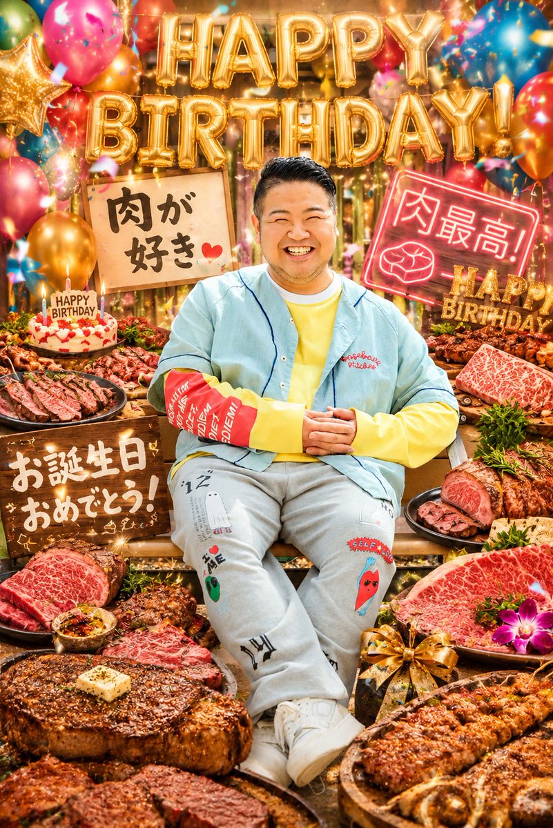 deppa_skrm's tweet photo. 改めて気付く

誕生日って、歳を重ねるごとに「めでたくないよ〜」ってなるけど

何歳になっても誰かが祝ってくれるだけで胸の奥がじわ〜っと温かくなる☺️

祝われたほうも祝ったほうも とってもハッピーな気持ちになれるんだね✨

肉だんご a.k.a 坂田啓太

誕生日おめでとーーーッ！㊗️🎉🥩🍖🍗 https://t.co/JhDNcbU8hY