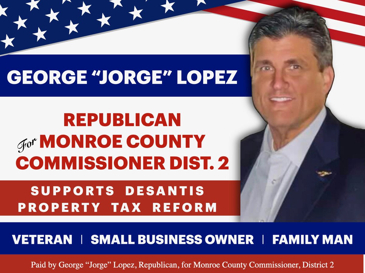 FloridaKeysGOP's tweet photo. George “Jorge” Lopez enters the Monroe County Commissioner Dist. 2 race against current seat holder Michelle Lincoln. 

Article here:
https://t.co/K0Z6DY8D6o https://t.co/IRVq9Y6jH6