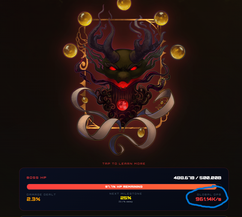 Moonlyght_eth's tweet photo. Almost 1 million Global DPS on the @OtherEggGenesis World Raid Boss! 🐉⚔️ https://t.co/i1fnOtEDT6