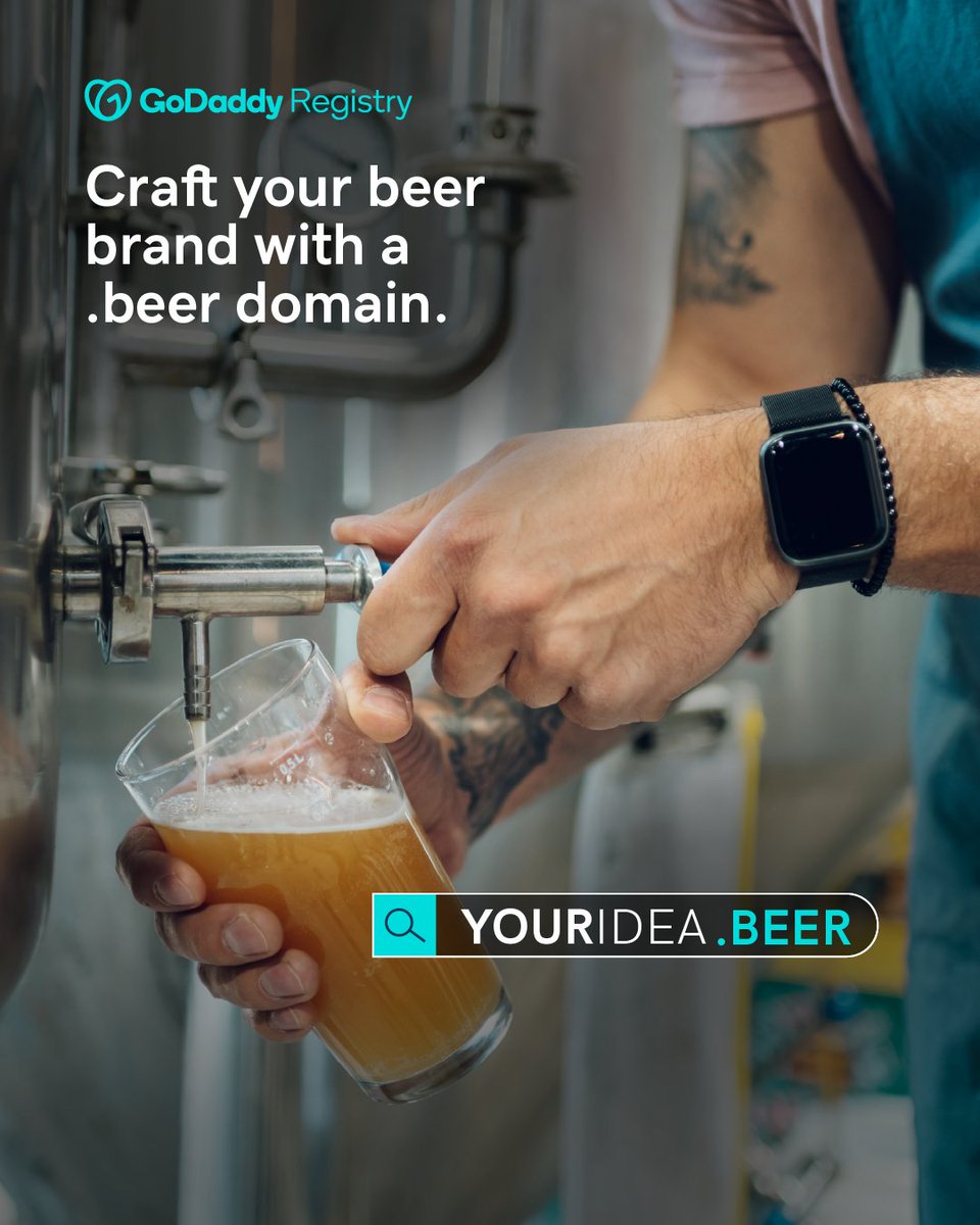 GoDaddyRegistry's tweet photo. 🍻 Your beer is unique. Your online presence should be too.
Take your brewery, beer shop, or beer passion online with a .BEER domain.

#DotBeer #CraftBeer #Brewery #BeerLovers #DomainName #BrandBuilding #GoDaddyRegistry https://t.co/0tkwIo6u6M