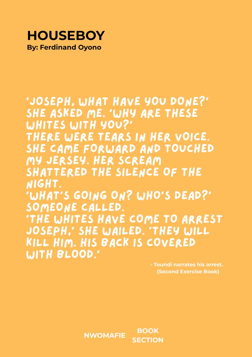 nwomafie's tweet photo. By calling him Joseph, his Christian baptismal name, his sister reminds the reader of Toundi's history.
He abandoned his traditional roots to follow the white church, yet the white state is now destroying him.
#Tudu #Jordan #Adenta #New #Site #Dumfries #Makola #Serwaa #Accra https://t.co/XYGHCE3ye8