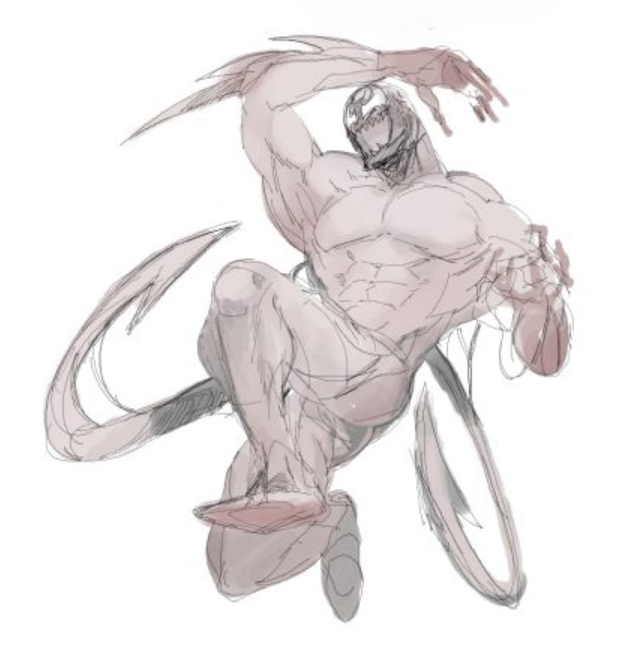 Momoyanky_'s tweet photo. ラフで描き終わったカーネイジも置いておきます。
胸と腹筋と膝が上手く描けました（笑）
#MARVEL　#CARNAGE　#イラスト https://t.co/97dT6YsyJ1