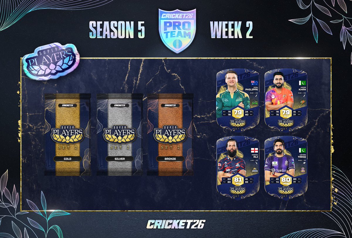 BigAntStudios's tweet photo. Week 2 for Season 5 has begun for #Cricket26 #ProTeam.
Set 2 of the Super Players can be found in store! Check out this next batch of PSL guns to collect for your lineup or for some rewards soon...
With the Season being longer, set yourself up for Cricket Challenge and climb the ranks. Bespoke rewards await those players who are up for the test.
Are you on a Sticky Wicket? The Auction House can help ease those challenges by offering you players you might need for your squad. Check it out!