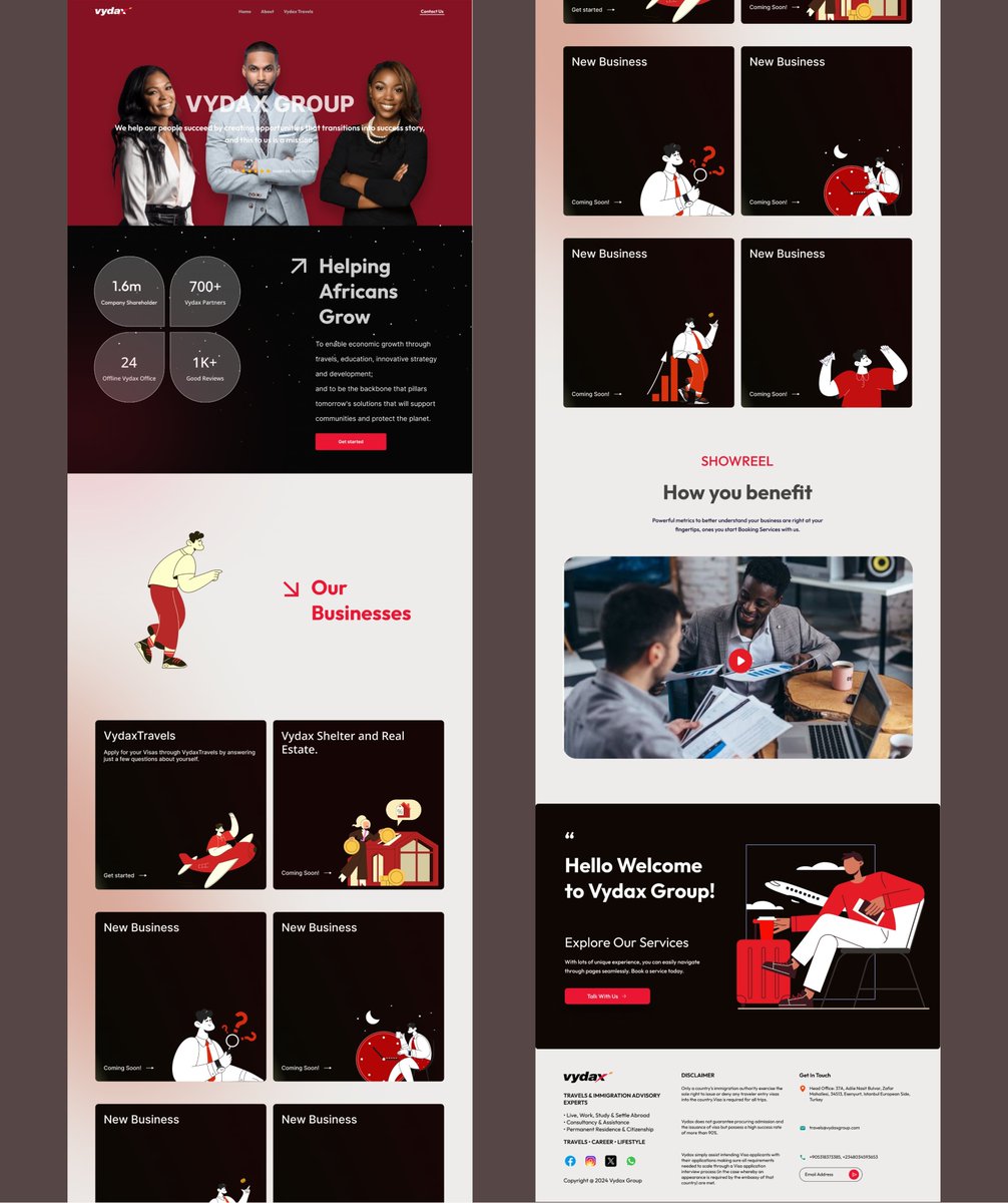 joshx_699's tweet photo. Hi guys, checkout this Travel Agency website design interface I made for Vydax Consult, the user experience is cool cos from the Landing page you can be able to access all their business seamlessly.

#uidesign #uiuxdesigner #designgod #uiux #userinterface #websitedesign #landingpagedesign #designcommunity 
#uiuxdesigner