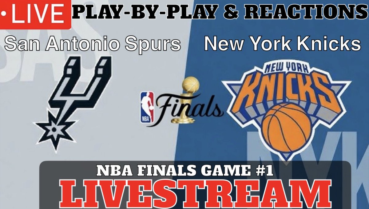 RazorSharpPicks's tweet photo. NBA FINALS LIVE STREAM!

8:30pm is tipoff!

Join us:

2026 NBA Finals - Game 1: New York Knicks vs San Antonio Spurs (Live Play by play)

https://t.co/ULkXVn4TQ4 via @YouTube https://t.co/CVQjpfqINJ