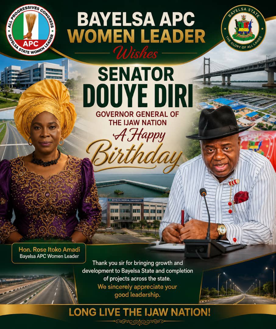 Amadi_Itoko's tweet photo. Happy Birthday to His Excellency, Senator Douye Diri, Governor of Bayelsa State. Your dedication to the progress, peace, and development of Bayelsa continues to inspire hope among our people. Wishing you good health, wisdom, and many more years of impactful service.
Hon. Rose … https://t.co/EADk6oIywA