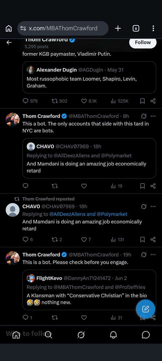 CryptoTX86's tweet photo. @MBAThomCrawford @foundlost421 @ProfJeffries And I fucked your mom.

PS: you got an MBA stuck working as a trucker. A retarded motherfucker who can't use his degree running around yelling everyone is a bot. You even reposting bots because it's about what's said, not who said it. Sit down and shove your tinfoil up your ass. https://t.co/8HwRyUhqYG