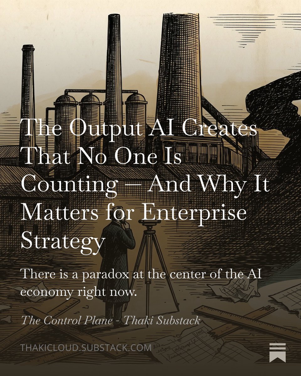 thakicloud's tweet photo. GDP can see every dollar spent on AI. It cannot see most of what AI produces.

You can't justify what you can't measure — and you can't measure work that happened inside someone else's platform.

#AIEconomics #DarkOutput #EnterpriseAI #AIStrategy

https://t.co/bSvxnxqjFD https://t.co/OLCxjBPjad