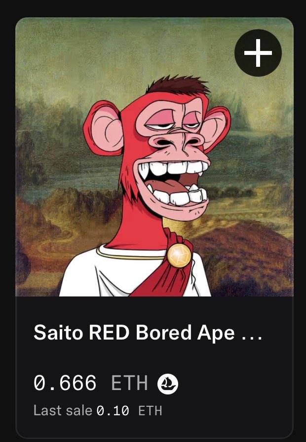 JRTTPT's tweet photo. One $SAITO Ape - one day - one last chance to get it cheap for 0.666 $ETH 🟥 show your love for $SAITO and stack some $ETH stressless. 

https://t.co/QmzLbtELHN https://t.co/i3RojgOQuJ