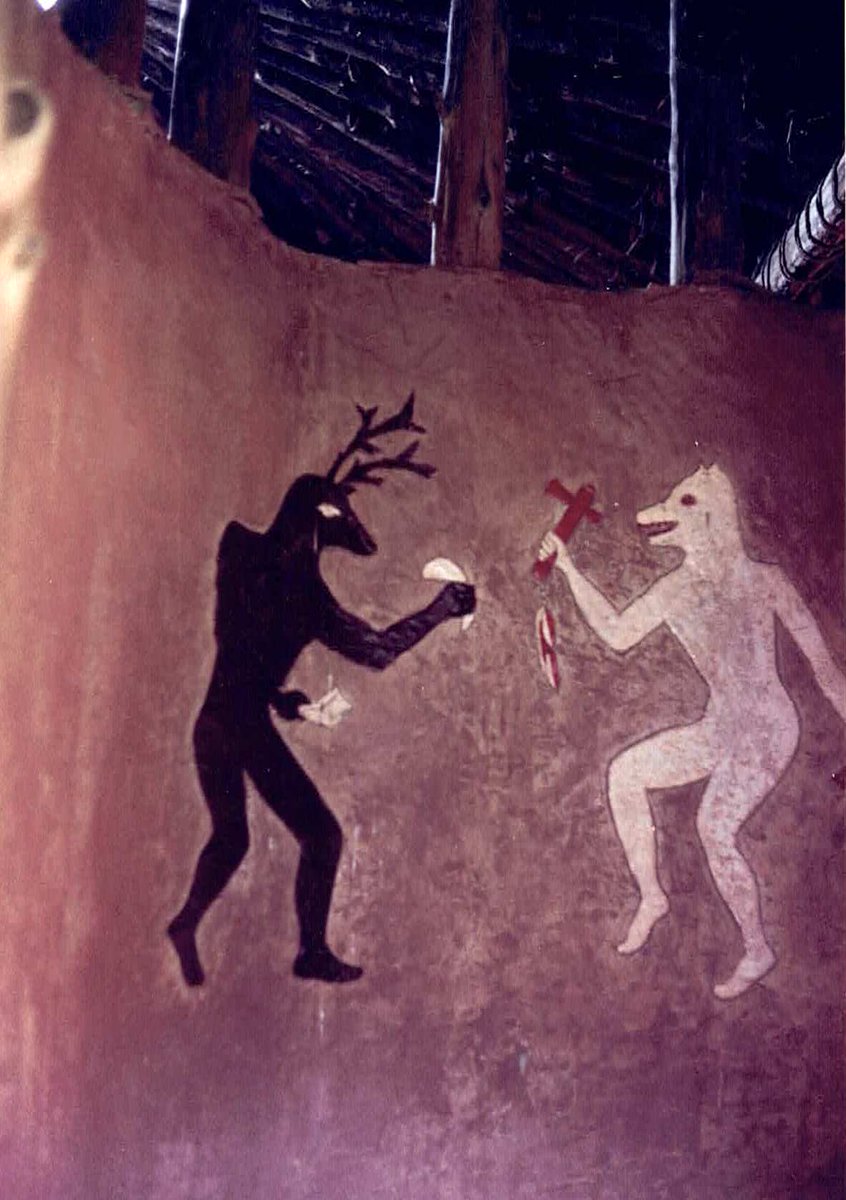 DrGregLittle2's tweet photo. "Temple Mound" at Town Creek, North Carolina around 1990. The second photo shows one of the depictions on the interior wall of the temple on the mound. https://t.co/qEXATVFR7W