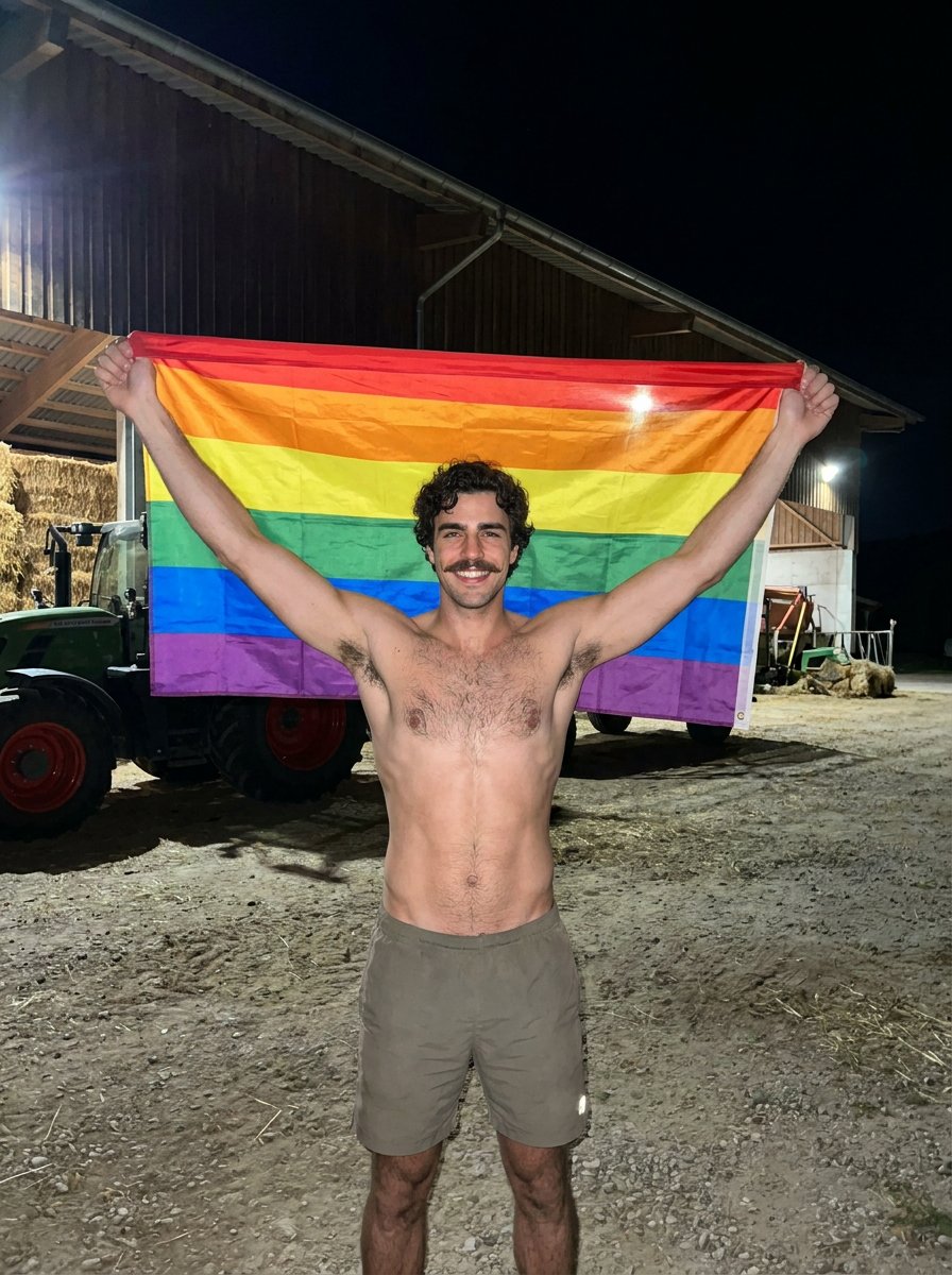 FlanaganMaxfarm's tweet photo. Yes, Pride Month is a thing even on a farm 50 km out in the middle of nowhere https://t.co/umvQNxlAc1