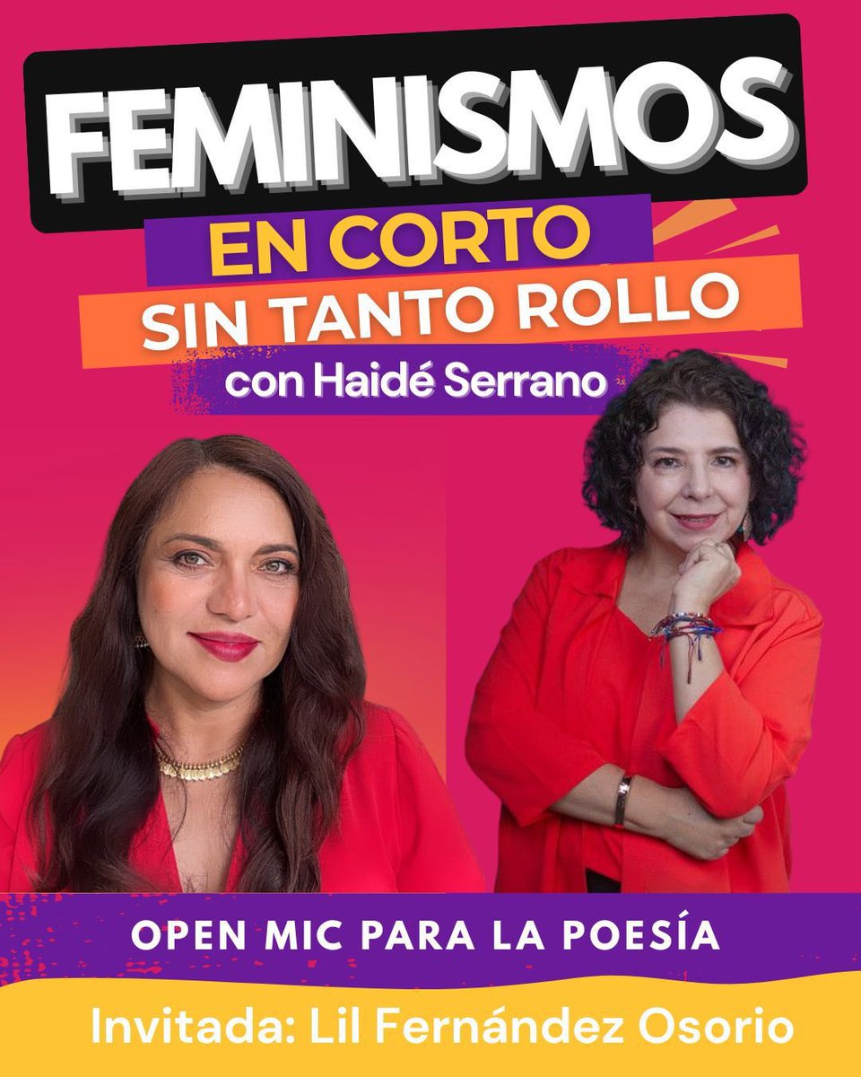 HaideSerrano's tweet photo. 🔥 E⃨S⃨T⃨R⃨E⃨N⃨O⃨🔥
Ya puedes ver y oír  
✨𝓕𝓮𝓶𝓲𝓷𝓲𝓼𝓶𝓸𝓼  𝓮𝓷  𝓬𝓸𝓻𝓽𝓸  𝔂  𝓼𝓲𝓷 𝓽𝓪𝓷𝓽𝓸  𝓻𝓸𝓵𝓵𝓸 con @HaideSerrano✨ por Maya FM en el 103.5 a las 18 h. 💜 Conversé con Lil Fernández Osorio quien es novelista, poeta y cuentista sobre el evento del https://t.co/Otqkp1gmcR