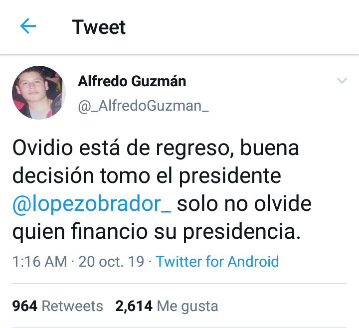VortexIcx's tweet photo. @mysteryprecious @EleazarHdez @Alarcon3Panduro @PonchoGutz Los motivos son que no los podía traicionar porque el cartel de Sinaloa financió a López Obrador mientras andaba de huevón haciendo campaña en el país, o de donde crees que sacaba dinero para andar viajando y haciendo proselitismo? https://t.co/abXRvKmofl