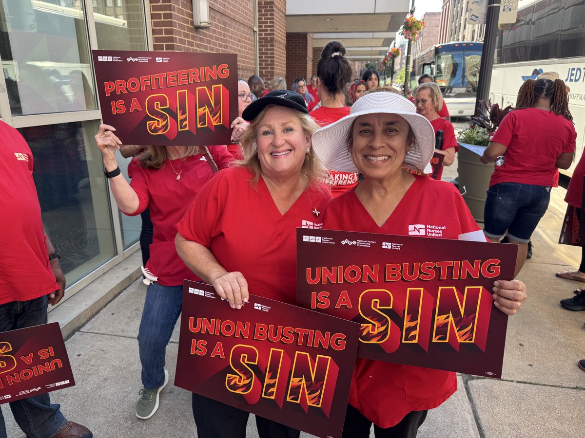 PuneetForNurses's tweet photo. The Catholic Church preaches care for the vulnerable, but executives are PAID to ignore it.

RNs are outside the Catholic Health Assembly because children in low-income communities are losing pediatric care while @Ascensionorg, @commonspirit, &amp; @system_trinity profit. https://t.co/yKPiC0cHIk