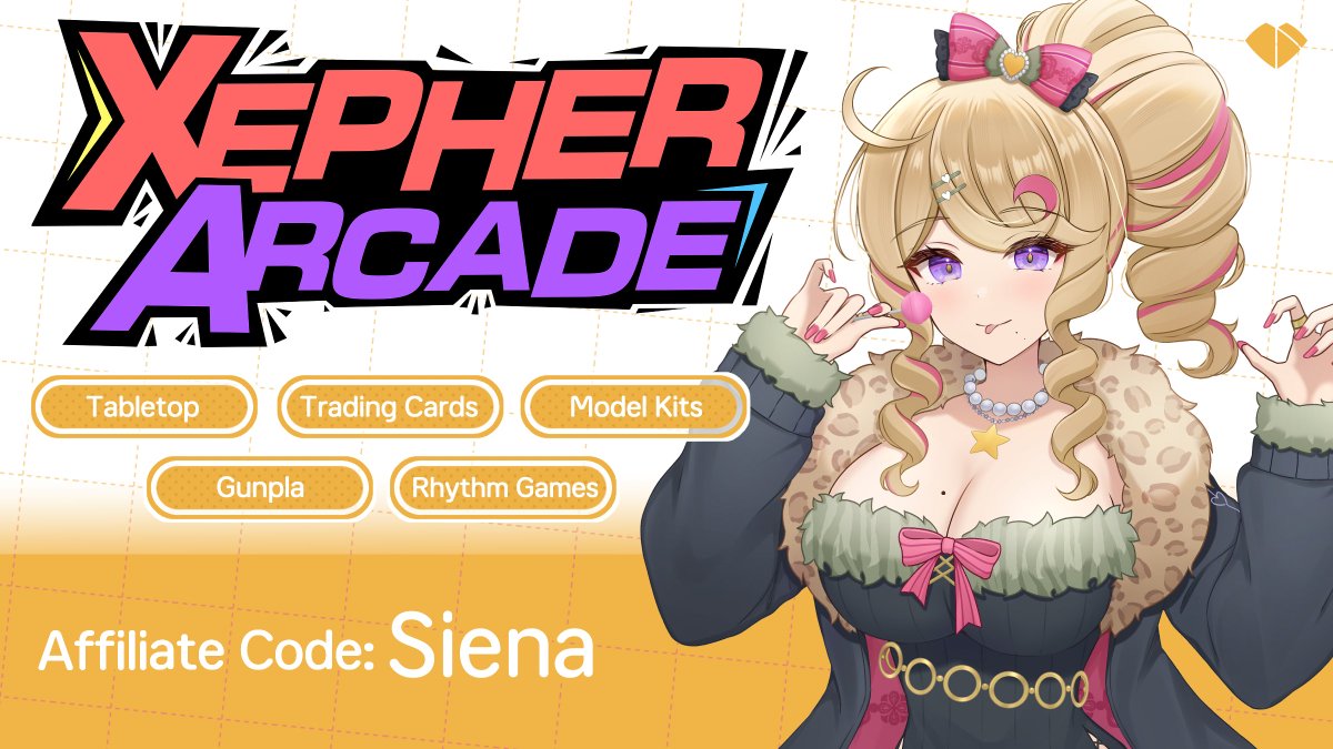 HeartSyncLive's tweet photo. 【Sponsored】  

Our talent @SienaOlena  has decided to go sober to prioritize Gundam Building instead, and it's all thanks to @XepherArcade 👾!  

If you want to get your hands on any of their products try using coupon code Siena for 10% off on your orders!  

Link to Xepher's store below ⤵️