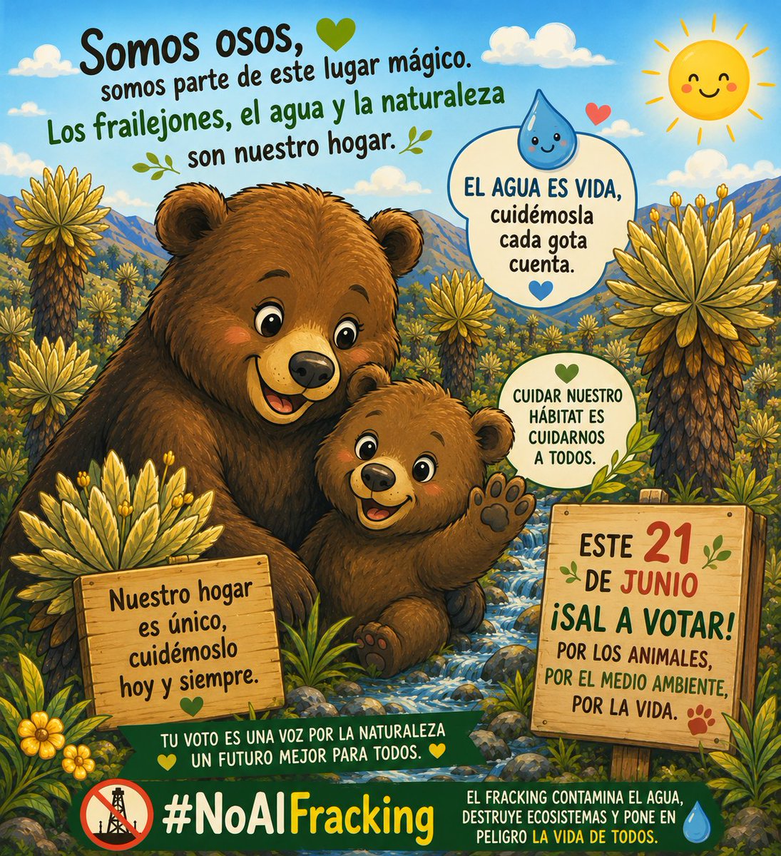 ResAnimal1's tweet photo. 🌿 Su hogar también es nuestro hogar. El #Fracking destruye su habitad, cuidar los frailejones es cuidar el agua.💧🐻
Este 21 de junio, vota con amor por los animales y el medio ambiente. #AnimalistasPorLaVida
#EducateSobreCepeda
#DiaTresPensandoConDignidad
#NoAlFrancking https://t.co/saNAnXakqu