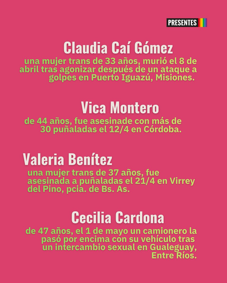 PresentesLatam's tweet photo. 🇦🇷 ✊ Este 3 J salimos a las calles en toda la Argentina. Por Agostina, Dulce y Noelia. También por Caí, Vica, Valeria y Cecilia. Por todas las víctimas de la violencia patriarcal https://t.co/ffFhDaMlEg