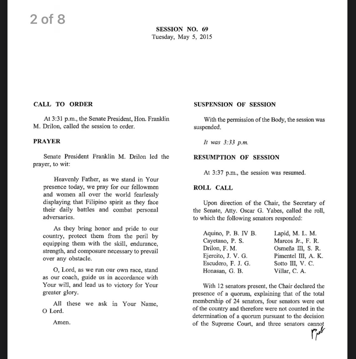 imtheatan's tweet photo. May selective amnesia ba si Sen. Pia Cayetano?

But check the receipt! On May 5, 2015, only 12 senators were present. Guess who sat there and proudly let the Senate run on that exact “Avelino vs Cuenco” dynamic quorum math? 

“Cayetano, P. S."

Basic math is for Grade 1; constitutional law is for senators. Don't play dumb now, Pia!