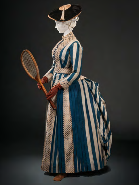 wikivictorian's tweet photo. Tennis ensemble, 1885. FIDM Museum. https://t.co/MAKKEbqWHv