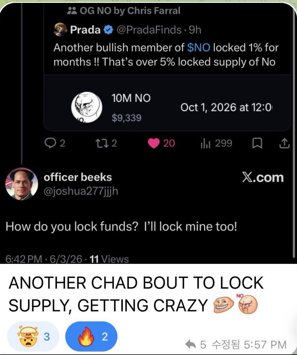 CryptoLioness66's tweet photo. FACTS ABOUT $NO:

• Born in 2010. Being resurrected in 2026.
• OG rage comic lore ✅
• Creator involved ✅
• Creator doing buybacks ✅
• Multiple exchanges ✅
• IP rights filed ✅
• THIRD holder now locking 1% 🔒

Do you all understand what’s happening here??

An internet relic from 2010 is being accumulated, locked, and resurrected.

What’s the final word?

$NO