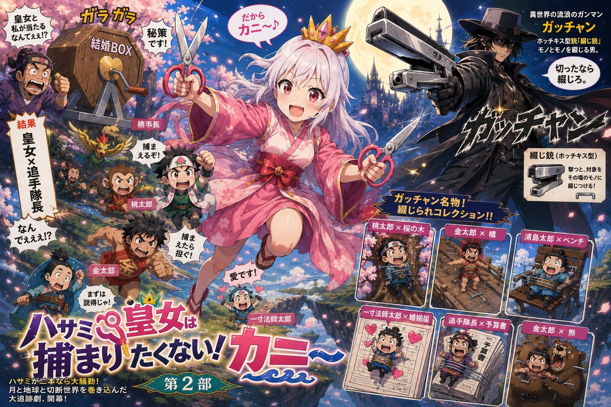 urauraurguga's tweet photo. 【明るい🔆オオツNEWS】🦊パロディ🦊

妄想ドタバタ昔話コメディ

『ハサミ皇女は捕まりたくない！カニ〜』

ChatGPTに作ってもらった空想番組💃

#大津綾香　#みんなでつくる党　#オーツカレー🍛　#AI生成　 #ChatGPT

※大津綾香（大津あやか＆みんなでつくる党）のファンの投稿✌ https://t.co/5CAhKoThY0