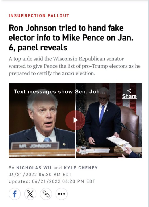 CharlieNewquist's tweet photo. @SenRonJohnson If a Senator won't uphold his oath to support and defend the Constitution, how can we trust him to be a Senator? https://t.co/czluUKSidD
