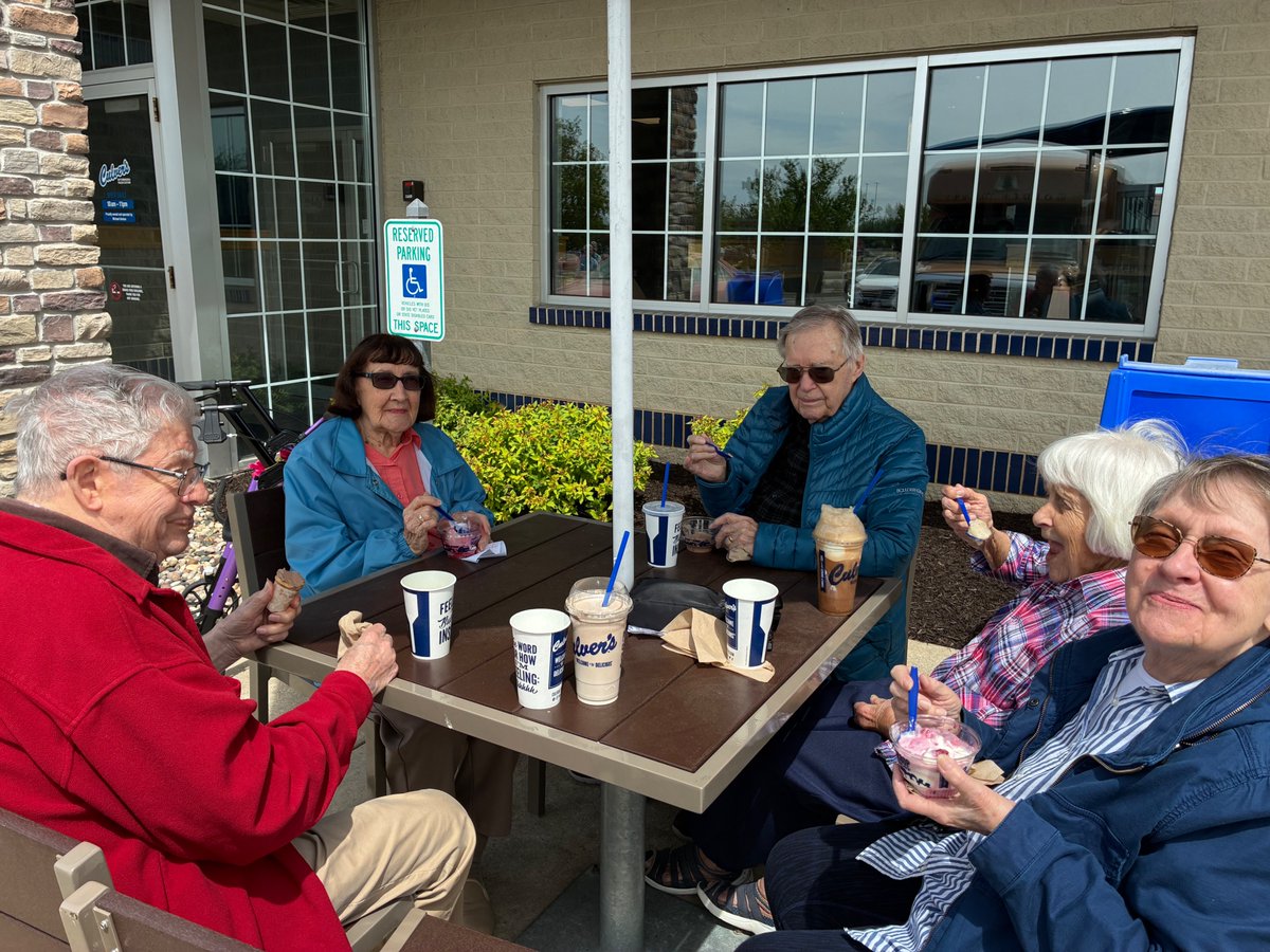 GoldenYearsWi's tweet photo. There's a rumor that vegetables were eaten before dessert... but we have absolutely no evidence to support that claim. What we do have evidence of is plenty of smiles and some very happy residents enjoying their @culvers custard! https://t.co/H3xbwJff83