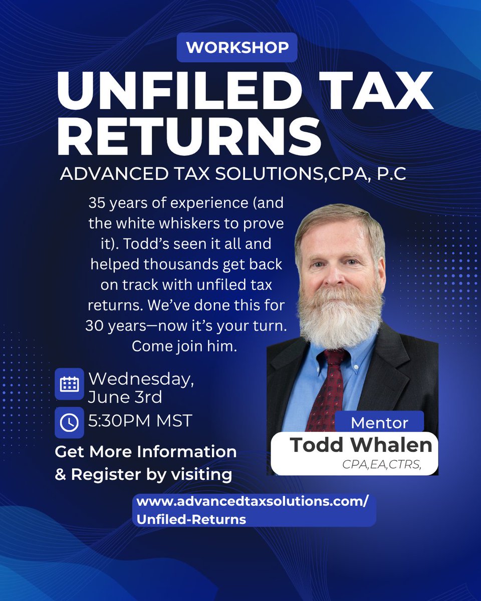 denvertaxhelp's tweet photo. "Life happens—and sometimes tax returns fall behind.
Let us help you get caught up the right way. Join our Unfiled Tax Returns Workshop and get clear, actionable guidance from experienced professionals.
👉 Register now—
https://t.co/anR3pOzqCy " https://t.co/JNPfnxY0UV
