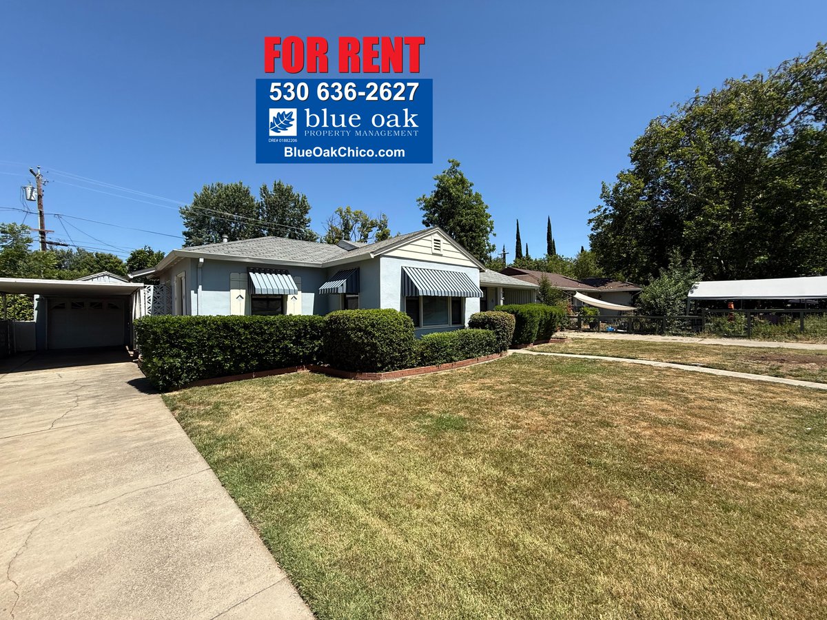BlueOakChico's tweet photo. For rent of $1850 per month a 3 bed 1 bath house located at 1316 Arbutus Ave in Chico, CA.  Hardwood flooring lots of outdoor space.  https://t.co/9rkUg3nyNc for more info. https://t.co/LTDng75G6t