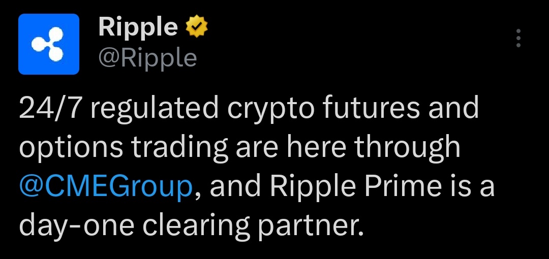 ChartNerdTA's tweet photo. Ripple Prime 🤝🏻 CMEGroup 
"Day-One Clearing Partner" 
Unlocked 🔓 $XRP $RLUSD https://t.co/7xlayvRZSE
