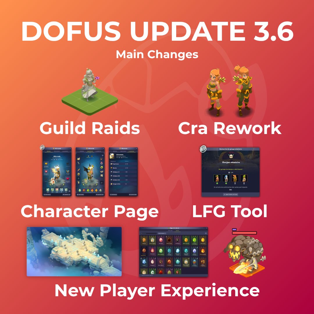 FirelordIsthos's tweet photo. Quick recap of the #Dofus Update 3.6 that landed on the beta today https://t.co/2WydIdWff3