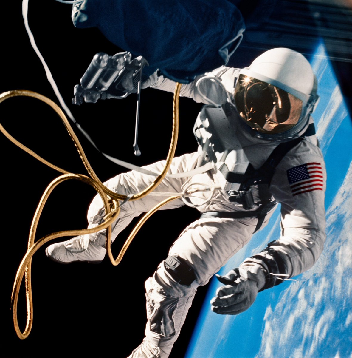 EchoesofWarYT's tweet photo. On June 3, 1965, Ed White opened the hatch of his Gemini capsule and floated into the void, becoming the first American to walk in space.

What followed was 23 minutes of pure joy, one lost glove, and one of the most haunting radio calls in NASA history.

White was the perfect man for it. A West Point athlete who missed the 1952 US Olympic team in the 400m hurdles by a fraction, now floating 100+ miles above the Earth holding a small gas-powered "zip gun" to push himself around.

The gun ran out of fuel in about 3 minutes. He didn't care. He tumbled, twisted his tether, took photos, and watched the planet roll underneath him. During his walk he traveled from above the Pacific near Hawaii to the Gulf of Mexico, crossing thousands of miles while just hanging there.

Meanwhile his spare thermal glove drifted out the open hatch and floated away, becoming one of the first pieces of space junk, a single glove orbiting Earth at 17,000 mph.

Then Mission Control ordered him back in. He didn't come. They told him again. Capcom Gus Grissom kept at him while White found one more thing to look at, one more photo to take. When he finally gave in, he said:

"I'm coming back in... and it's the saddest moment of my life."

The scariest part came after. The hatch wouldn't latch. White and commander Jim McDivitt had to physically wrestle it shut, knowing that if it didn't seal, neither of them would survive reentry. It sealed.

Here's the part that breaks your heart. Nineteen months later, Ed White was killed in the Apollo 1 fire alongside Gus Grissom, the same man who had called him back inside.

He never got to walk on the Moon. But for 23 minutes in 1965, no human being had ever looked happier farther from home.