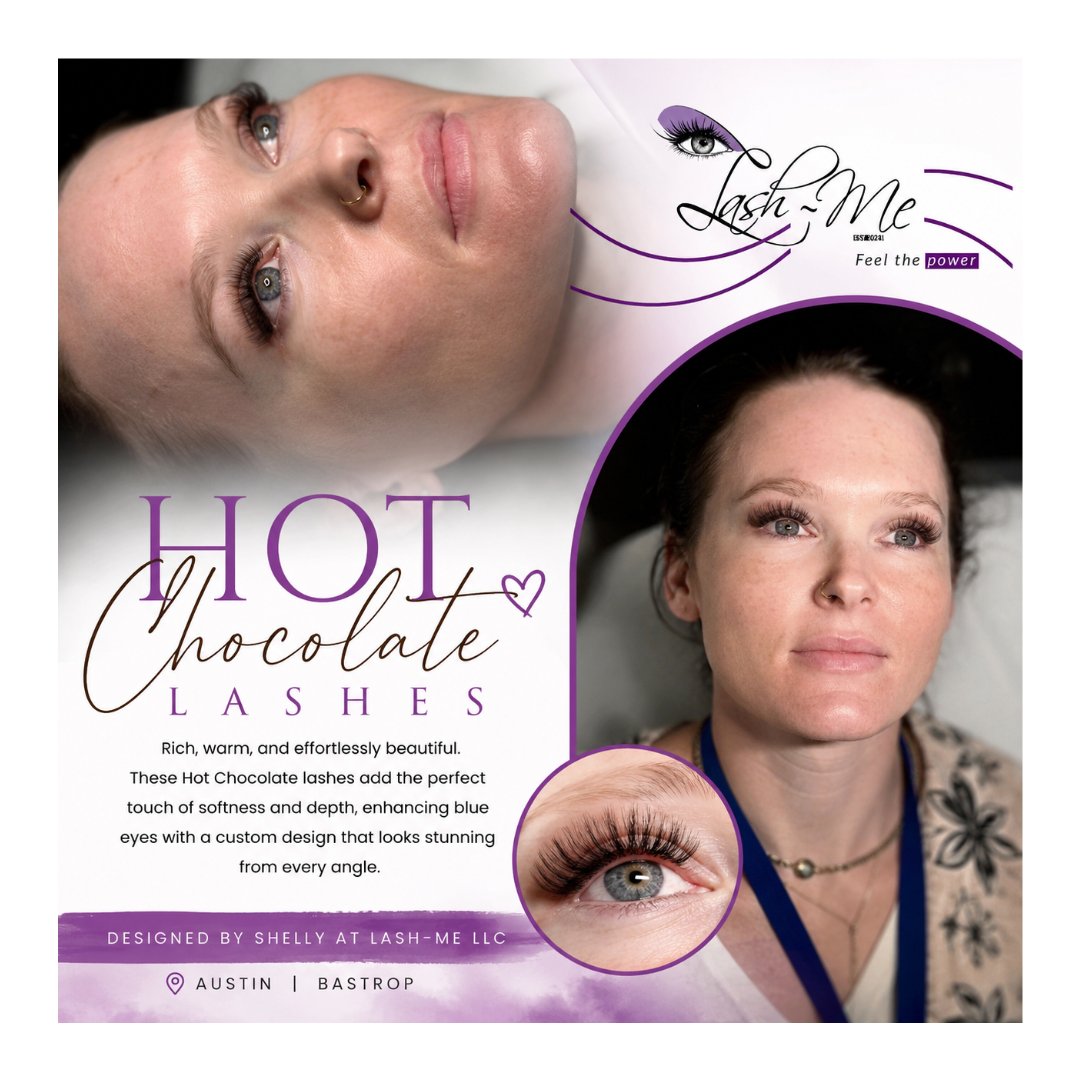 lashmellc's tweet photo. Hot Chocolate lashes bring warmth, depth, and softness that black lashes simply can't match. A beautiful custom lash design for clients wanting natural elegance. #LashMe #AustinLashes https://t.co/immBLDcMCz