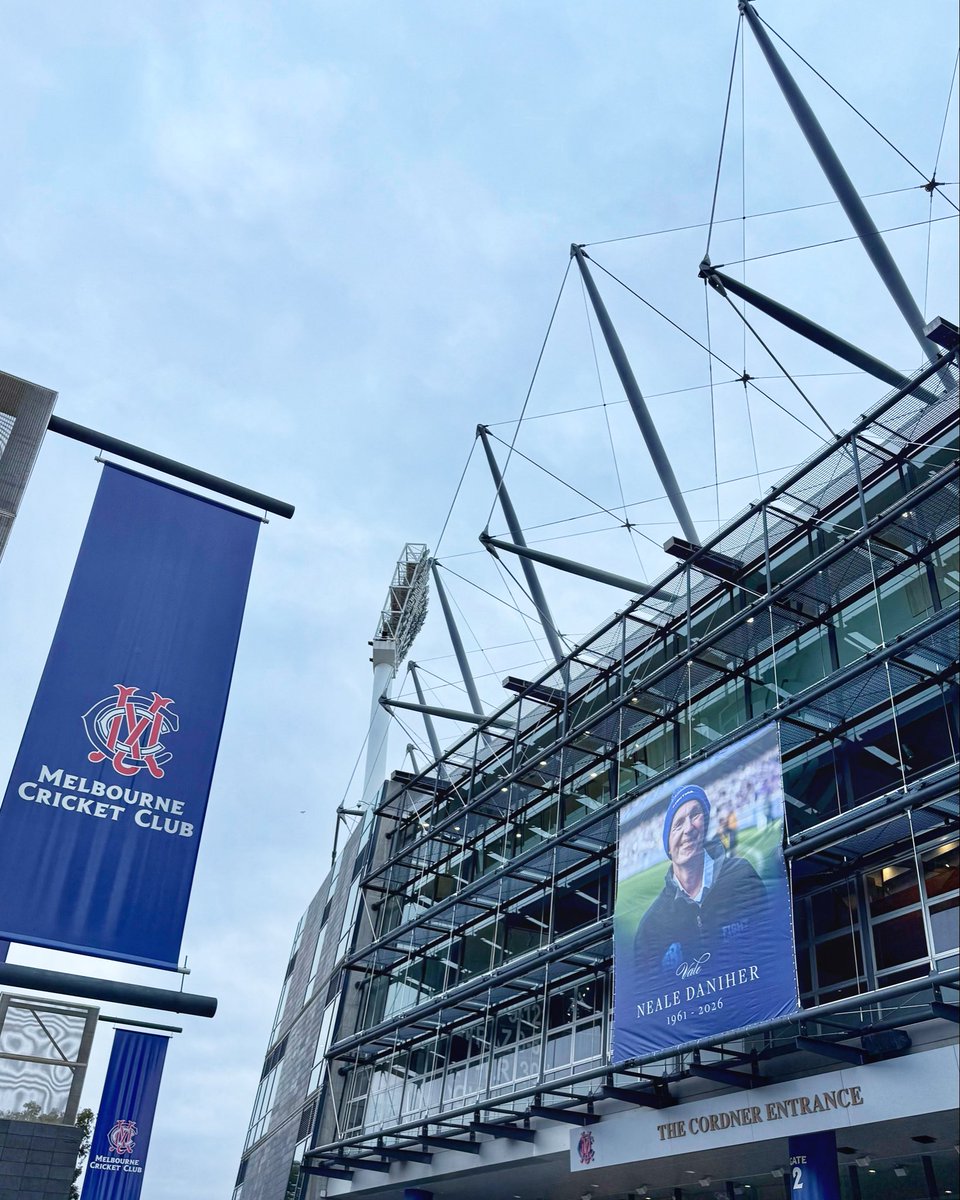 MCC_Members's tweet photo. A special tribute to Neale at Gate 2 💙 https://t.co/1Gtu8GMBld