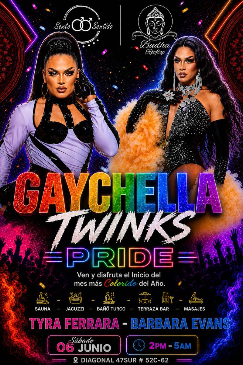 Arondsoto's tweet photo. 🏳️‍🌈 GAYCHELLA TWINKS 🏳️‍🌈

🗓 Sábado 06/06

 @_Spa6tosentido y @CirculoGayBgta Nos esperan para pasarla MUY rico! 🥂🎉 https://t.co/GBbGC2GkNL