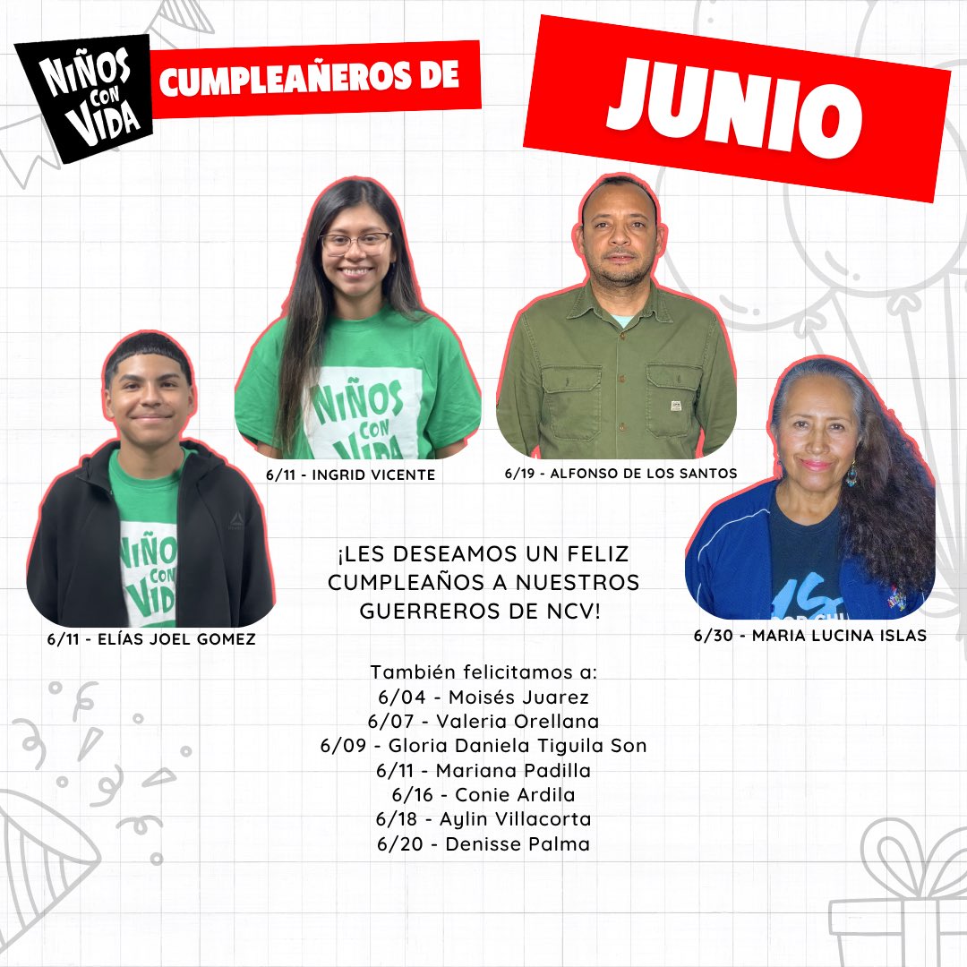 ninosconvida's tweet photo. ¡Feliz cumpleaños a todos nuestros súper maestros quienes impactan esta generación con su fe! Oramos que reciban una frescura de la presencia de Dios, y que Él les revele Su plan perfecto para sus vidas. ¡Que pasen un gran mes celebrando! #NCVCumpleañerosDelMes #UnánimesJuntos https://t.co/kAMoUWCXsx