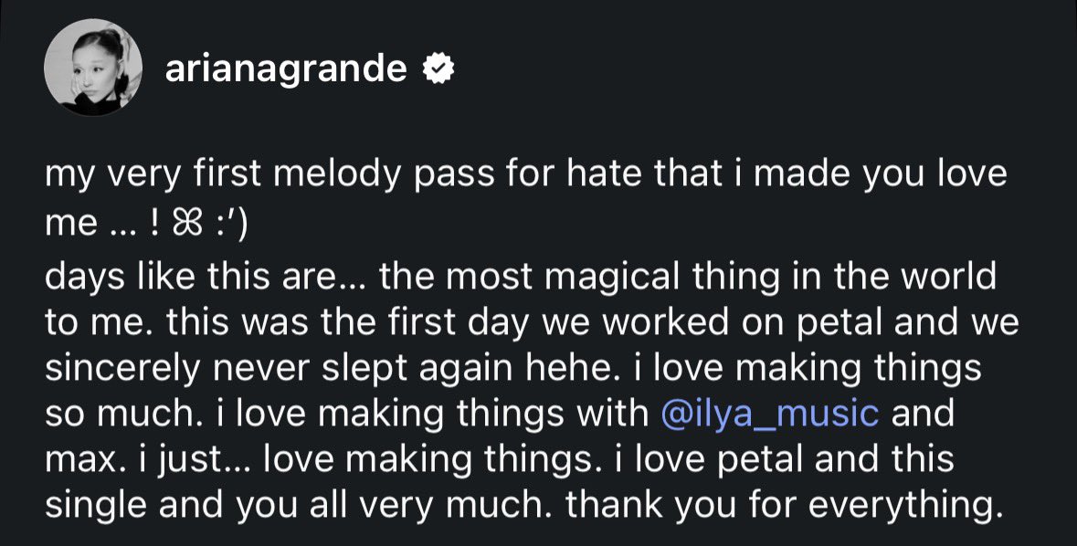 satellitesrem's tweet photo. “i just… love making things” 🥲 may you always feel so artistically fulfilled. i love you so much @arianagrande https://t.co/MNrwvttJpG
