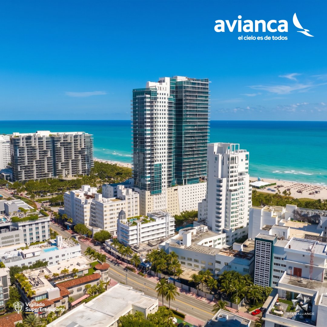 avianca's tweet photo. Pero si en tu maleta solo entran trajes de baño y protector solar, tu avión tiene que aterrizar en #Miami. ✈️

El sol y el mar serán tus mejores compañeros en esas playas, ideales para recargar energías y vivir el inicio de un verano inolvidable. ☀️

Tu destino elegido está en https://t.co/7UkH5gQUhi