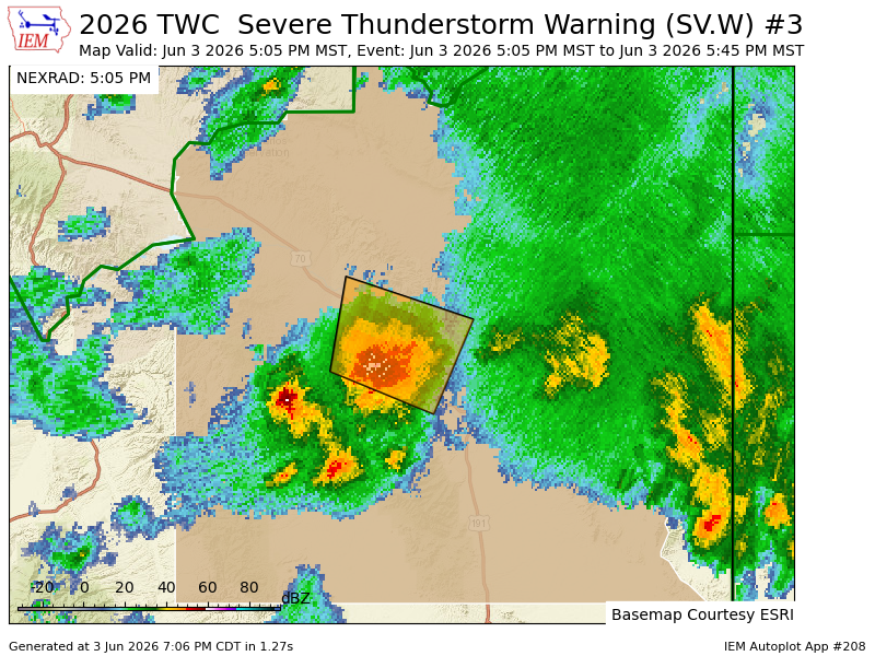 KVOAWeather's tweet photo. TWC issues Severe Thunderstorm Warning [wind: 60 MPH (RADAR INDICATED), hail: 1.00 IN (RADAR INDICATED)] for Graham [AZ] till 5:45 PM MST https://t.co/cGJBlwmEUe https://t.co/2LQgI5QNeV