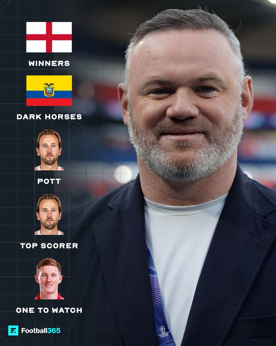 F365's tweet photo. Wayne Rooney predicts England will win the 2026 World Cup 🏴󠁧󠁢󠁥󠁮󠁧󠁿🏆 https://t.co/1SIDabTc56