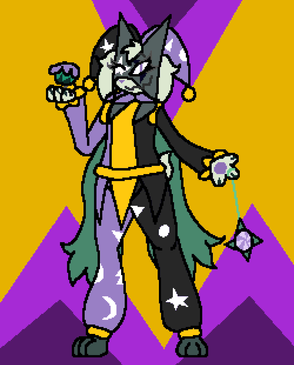 Gavywavy1's tweet photo. Since i've been kinda obsessed with Meowscaradas lately I figured I'd give Nocturne's design a touch up ive been meaning to do for a while now. In short: Shes got a hat now! (And a hair tuft) https://t.co/OBjAbeOPa5