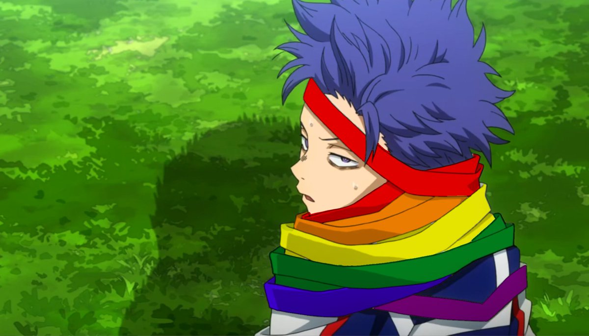 hourlyshinsou's tweet photo. Happy pride month for my boy and his pride scarf https://t.co/7jlLhcgbwW