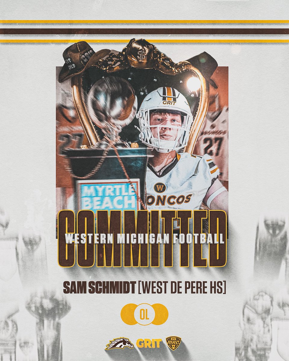 SamSchmidt76's tweet photo. Blessed to announce that I have committed to @WMU_Football‼️
@wdp_football @CoachHansen2 @coachwirtz @KyleSteuck58 @CoachLT_WMU @pawlakjoe @ctoudle1 @coachwaltbell @CamAllenFB @EthanBrenesFB @AllenTrieu @Rivals @247recruiting @MJ_NFLDraft @PrepRedzoneWI https://t.co/1zCaLFXjvn