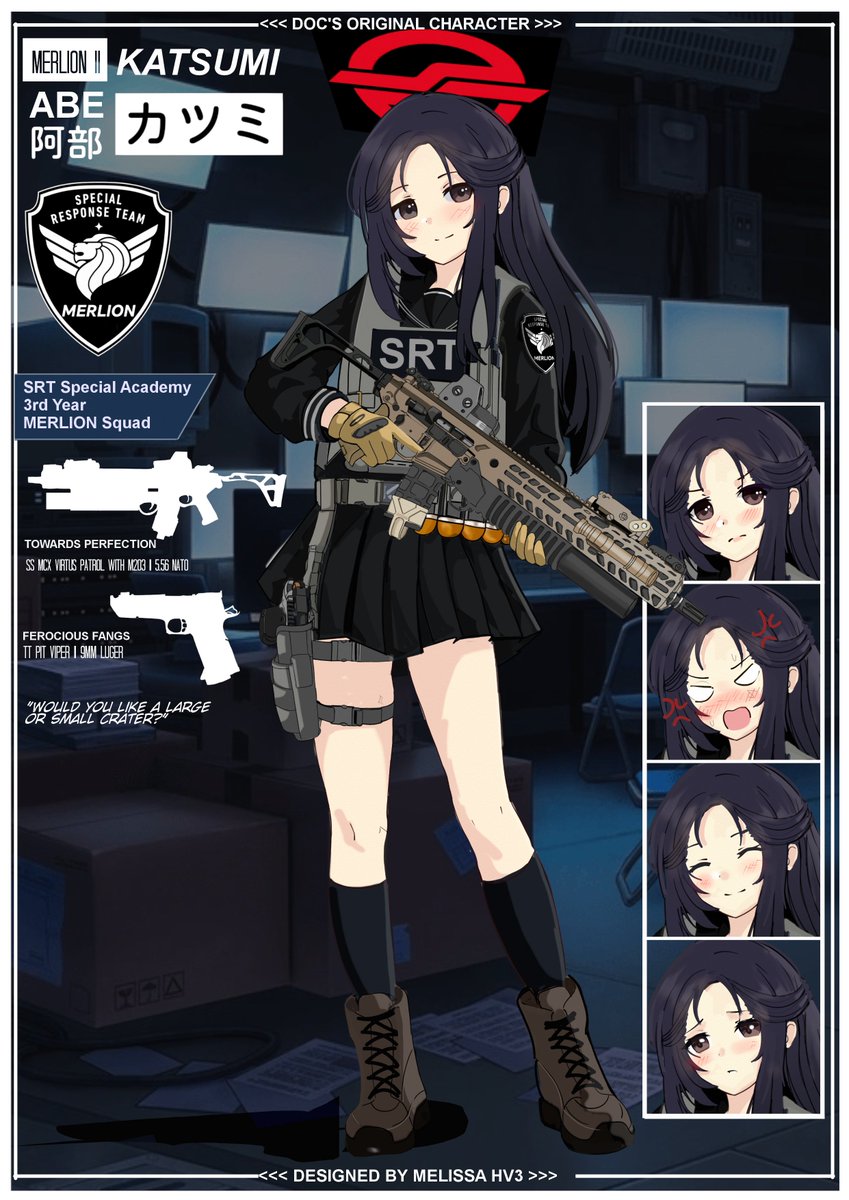 melissa_hv2's tweet photo. Introducing Merlion Squad, @SRTMerlionsquad  original characters from SRT Special Academy. Equipped with advanced gear and specialized training, they excel at stealth infiltration missions.

Thank you for your commission! I absolutely love the concept of creating a team of special operators inspired by a real-world country. 😊 

#fanart #bluearchive