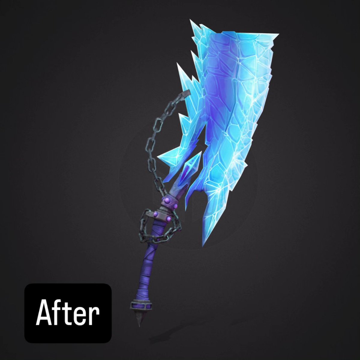 JTue__'s tweet photo. Hey guys here is my remake version of my world of warcraft Ice blade weapon for my own portfolio.

Made de model in maya
Made the textures in photoshop and substance painter.

Let me know what you think 🤓
#prop #art #3D #3Dmodel #wow #environmentartist #propartist #stylized https://t.co/W95YSFVa2d