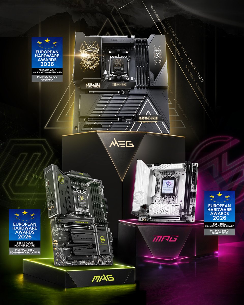 2026 European Hardware Awardsで MSIマザーボードが複数の賞を受賞